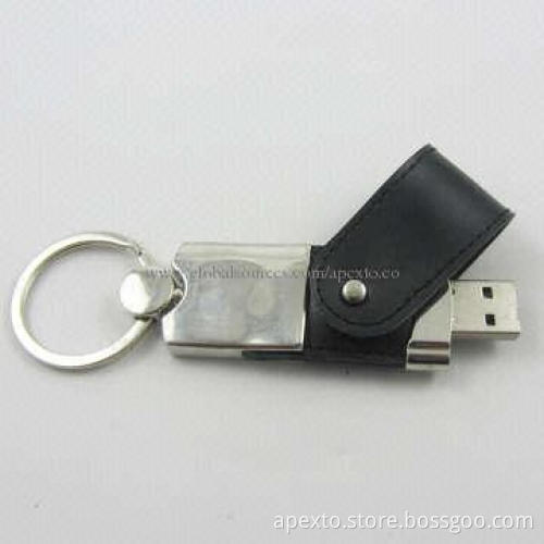 Leather USB Flash Drive with 10-year Minimum Data Retention, 512MB to 32GB Capacity